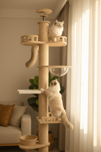 ArbreCiel | Tour à Chat Sol-Plafond Ajustable 250-270cm | Multi-Niveaux & Grattoir Sisal - Mondechat