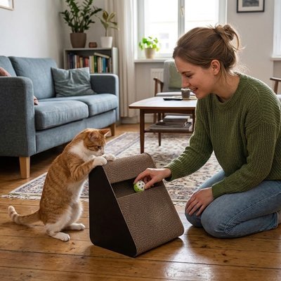 Griffoir Chat | Design Triangulaire & Compartiment Secret - Mondechat