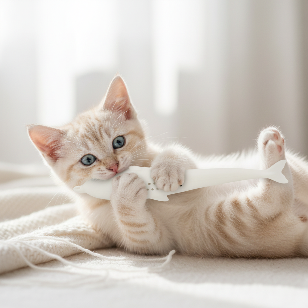 Jouet Brossage Dents Chat | DentiFish — Silicone & Herbe à Chat - Mondechat