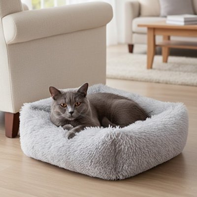 Panier Chat | Nid Carré Polaire Rebords Surélevés 4 Tailles - Mondechat