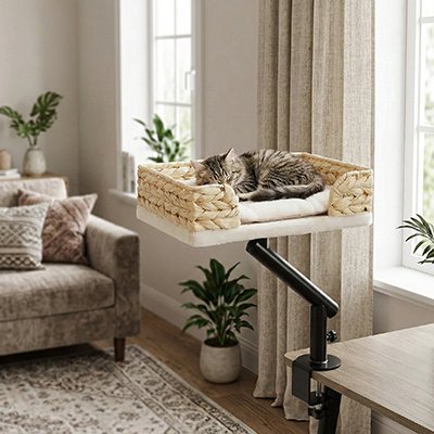 Panier Chat | Suspendu Bureau Fixation Pince - Mondechat