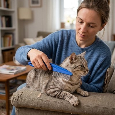 Peigne Chat | Anti-Puces & Anti-Nœuds Dents Fines Acier - Mondechat