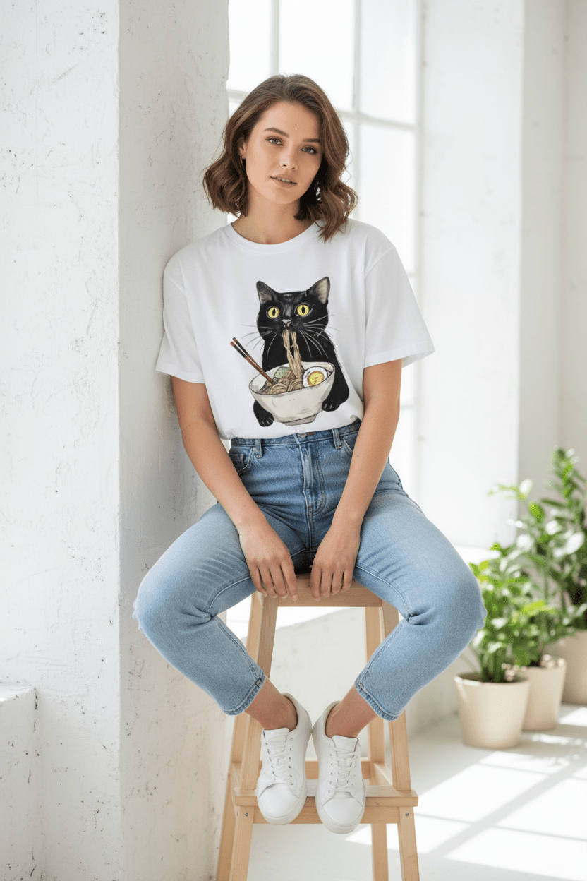 T-Shirt Chat Ramen | Amoureux des Félins - Mondechat - Mondechat