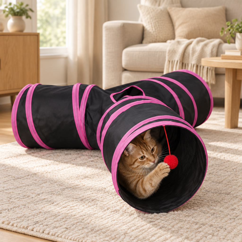 Tunnel de jeu pliable pour chat | 3 branches