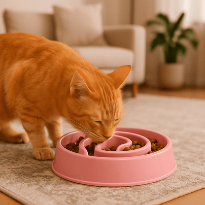 Gamelle Anti-Glouton Chat | Felino rose