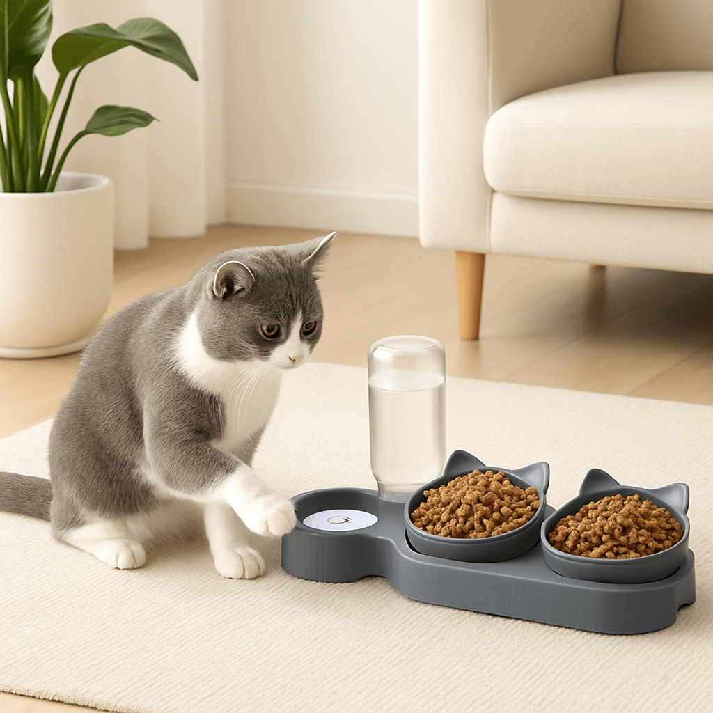 Gamelle Design Ergonomique pour Chat | Féli-Confort Gris