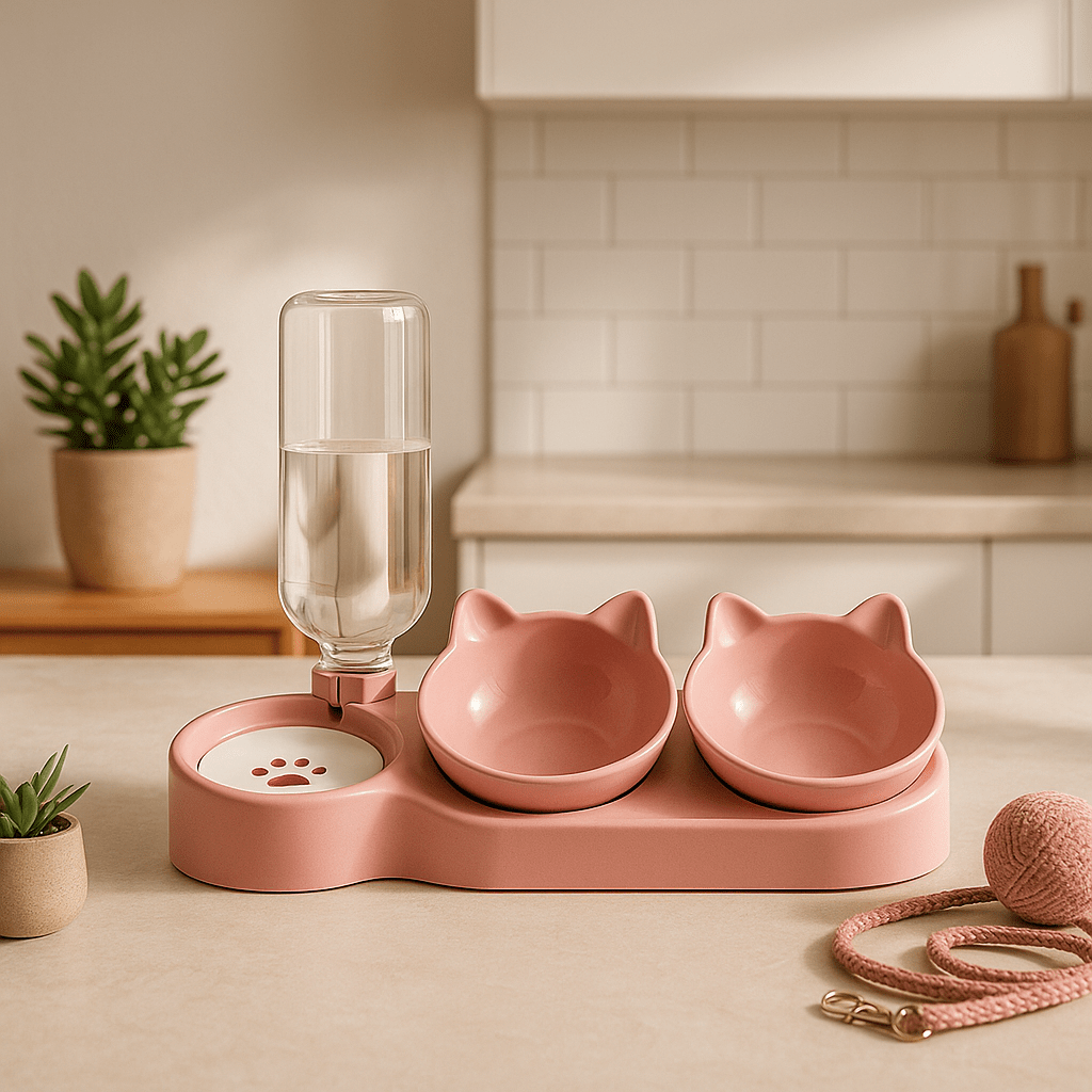 Gamelle Design Ergonomique pour Chat | Féli-Confort rose 