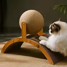 Balle Grattoir 2-en-1 Chat - Bois Naturel & Sisal