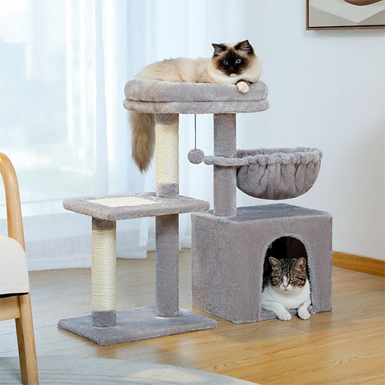 Arbre à Chat Compact | Griffoir Sisal, Niche & Hamac - Mondechat