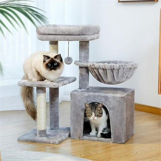 Arbre à Chat Compact | Griffoir Sisal, Niche & Hamac - Mondechat