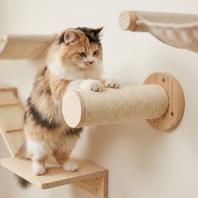 Arbre à Chat Mural | Parcours Bois Naturel - Mondechat