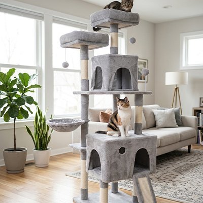 Arbre à Chats | Design Robuste Gris - Mondechat