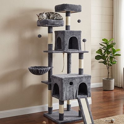 Arbre à Chats | Design Robuste Gris - Mondechat