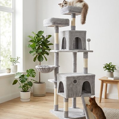 Arbre à Chats | Design Robuste Gris - Mondechat