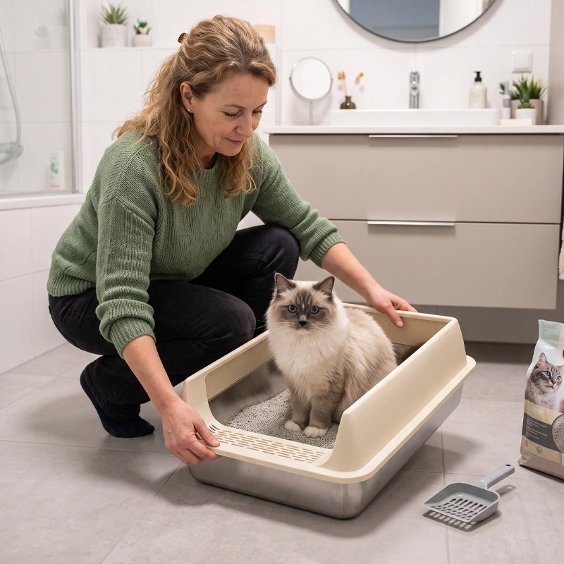 Bac à litière Chat | Anti-Odeurs Beige - Mondechat