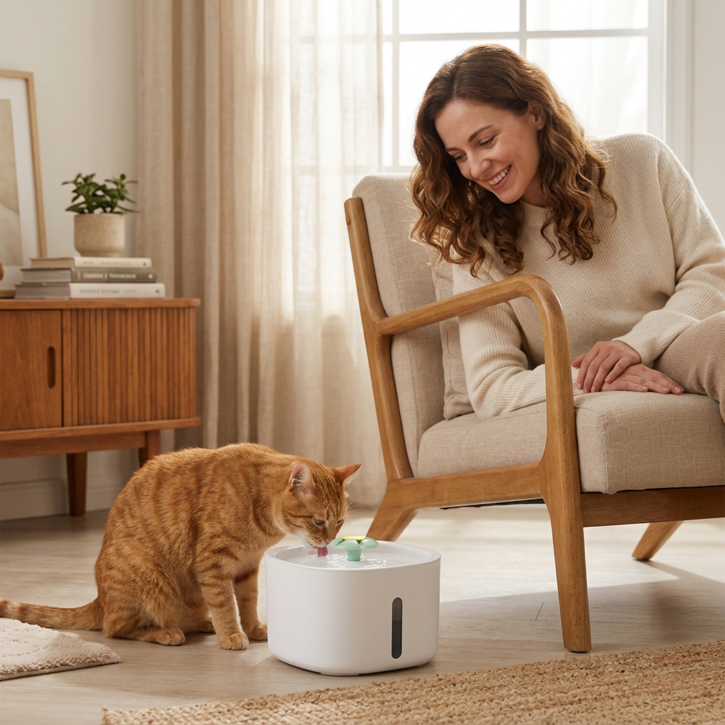 Fontaine à eau pour chat 2,6 L | Blanc, vert ou rose