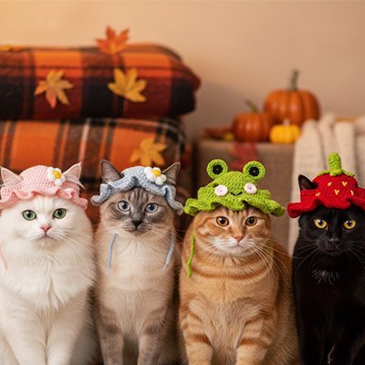 Chapeau Chat | Bonnet Crochet Grenouille Fleur Fraise 4 Coloris - Mondechat