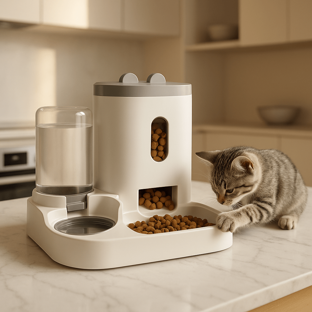 Chat de croquettes distributeur Automatique - Mondechat