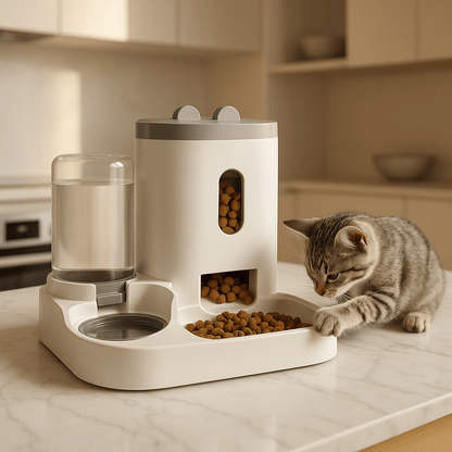 Chat de croquettes distributeur Automatique - Mondechat