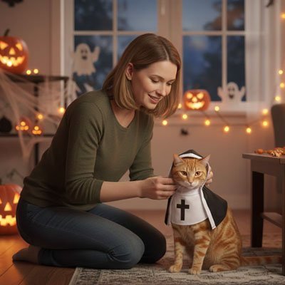 Costume Chat | Nonne Religieuse Halloween Taille XS à XL - Mondechat