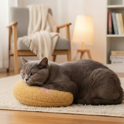 Coussin Chat | Forme Banane Sherpa Doux 2.0 - Mondechat