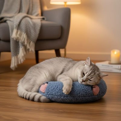 Coussin Chat | Forme Banane Sherpa Doux 2.0 - Mondechat