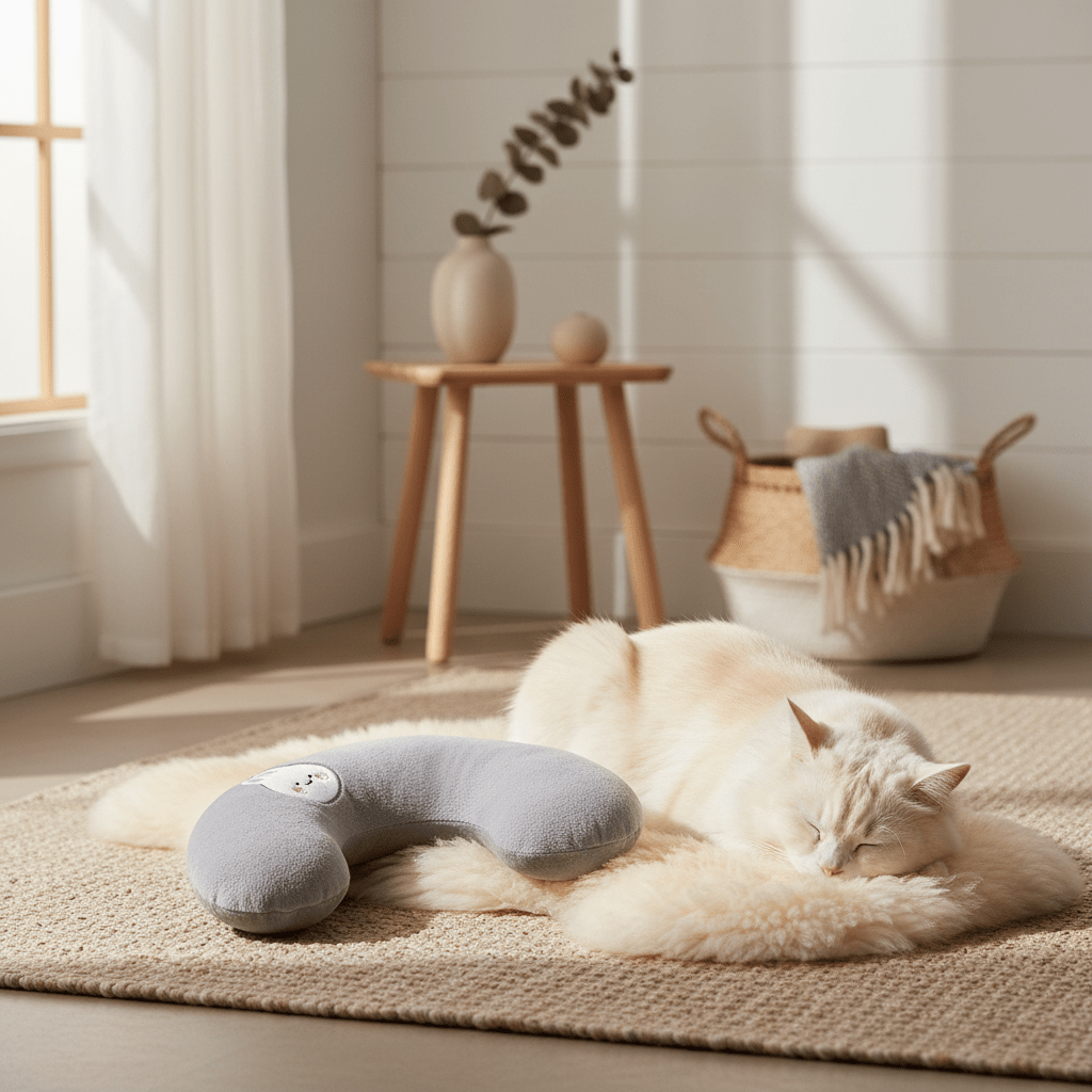 Coussin Chat | Forme Banane Sherpa Doux 2.0 - Mondechat