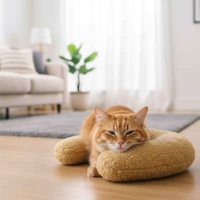 Coussin Chat | Forme Banane Sherpa Doux 2.0 - Mondechat