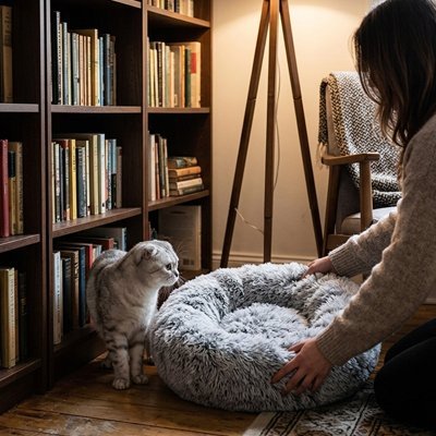 Coussin pour Chat | Rond Bords Surélevés Ultra-Moelleux - Mondechat
