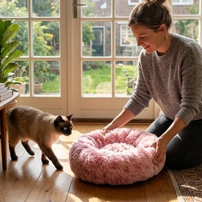 Coussin pour Chat | Rond Bords Surélevés Ultra-Moelleux - Mondechat