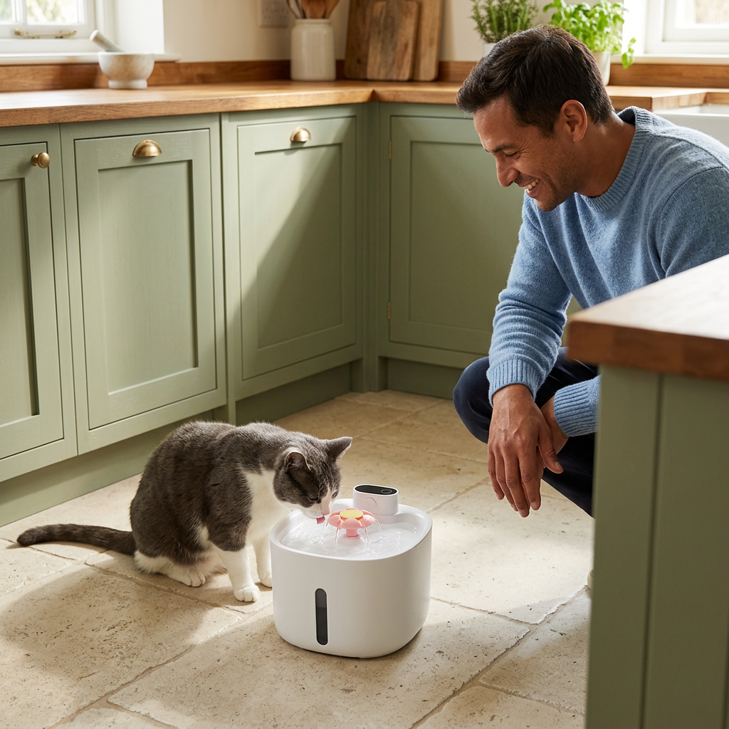 Fontaine à eau pour chat 2,6 L | Blanc, vert ou rose