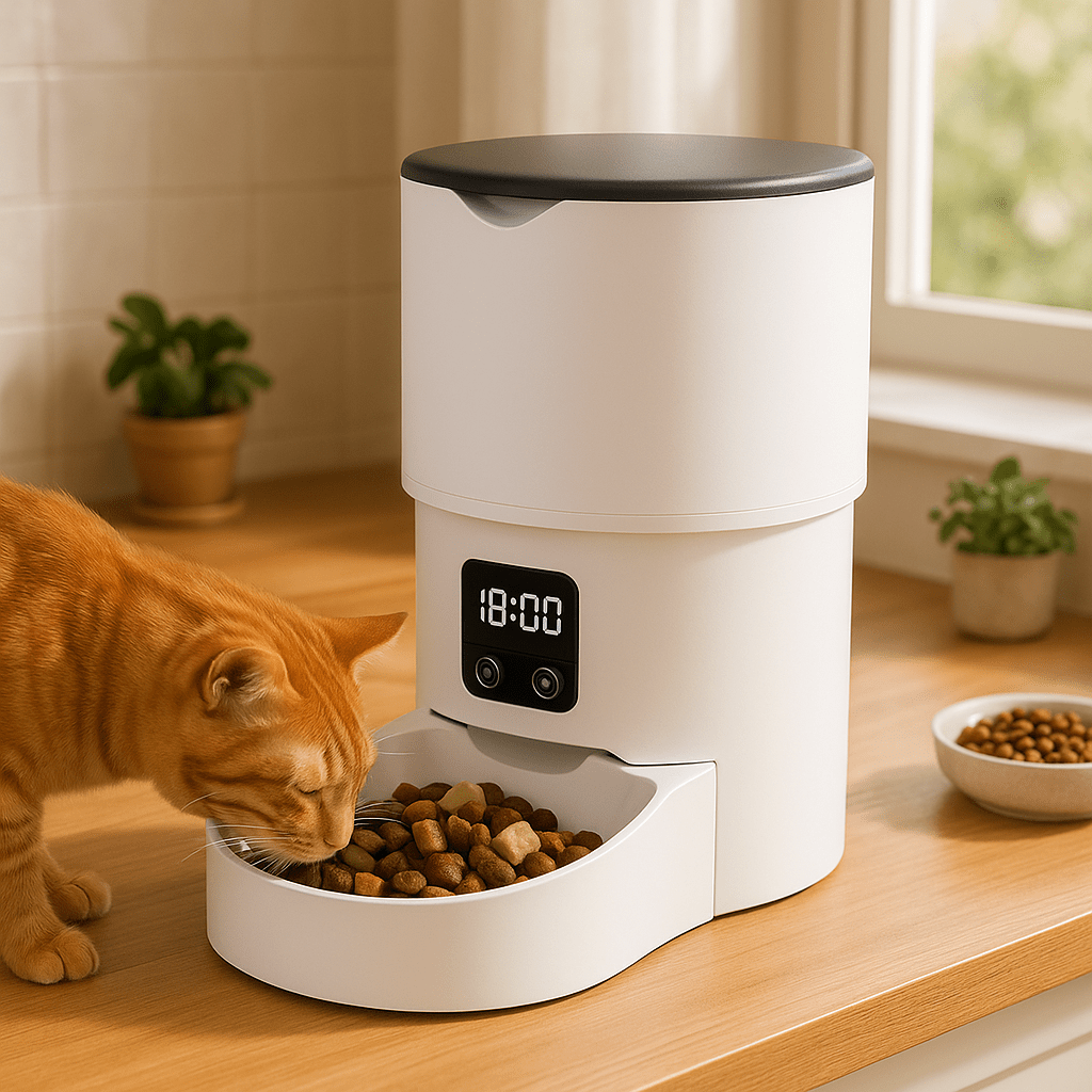 Distributeur de croquettes chat | Blanc Automatique - Mondechat