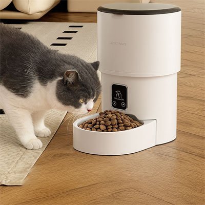 Distributeur de croquettes chat | Blanc Automatique - Mondechat