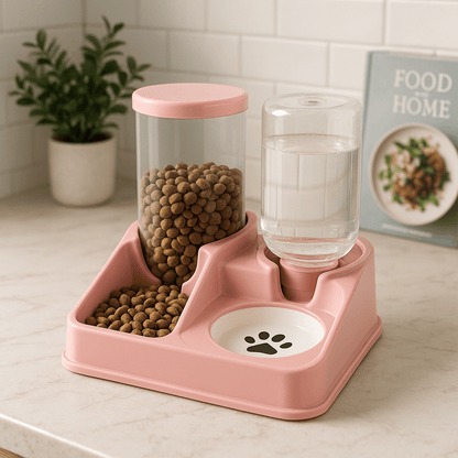 distributeur de croquettes pour chat 2 en 1 - 2 - in - 1 cat food dispenser - Rose 