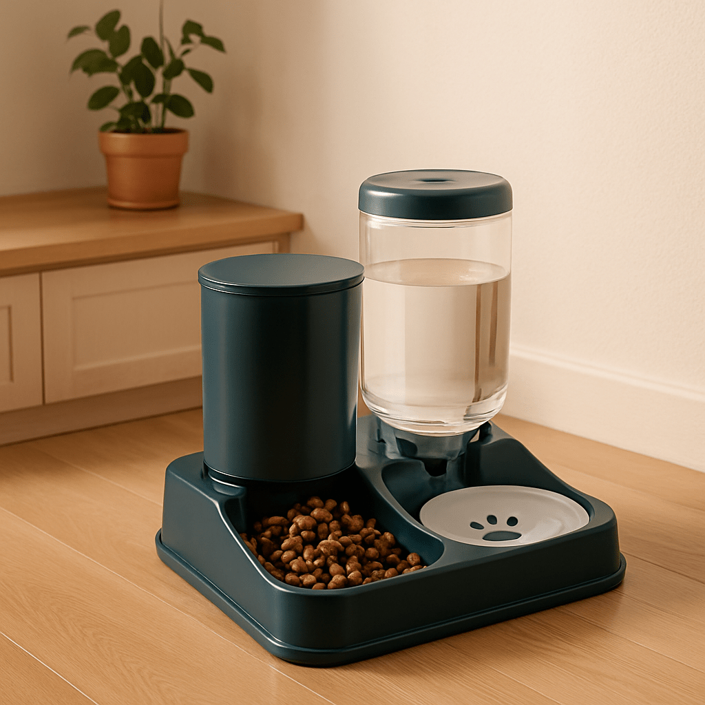 distributeur de croquettes pour chat 2 en 1 - 2 - in - 1 cat food dispenser - bleu