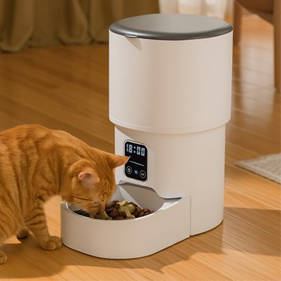 Distributeur de croquettes chat | Blanc Automatique - Mondechat
