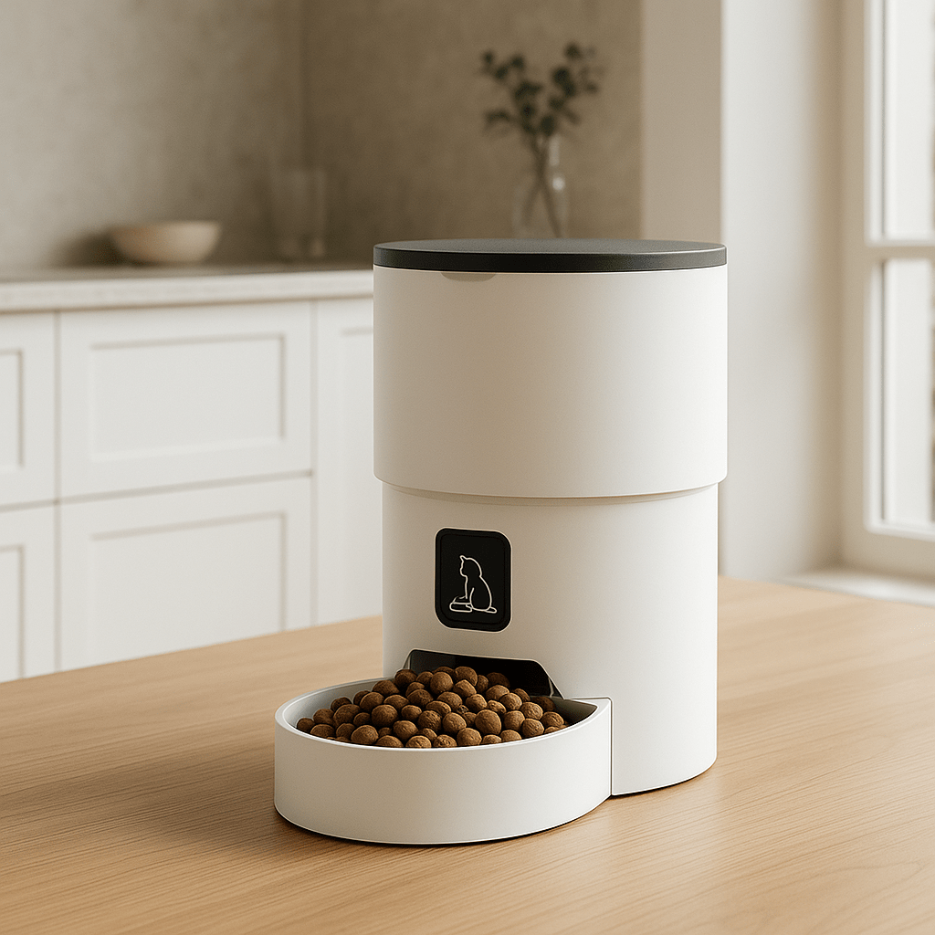 Distributeur de croquettes chat | Blanc Automatique - Mondechat