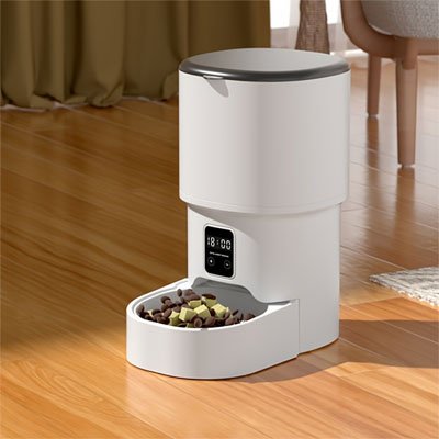 Distributeur de croquettes chat | Blanc Automatique - Mondechat