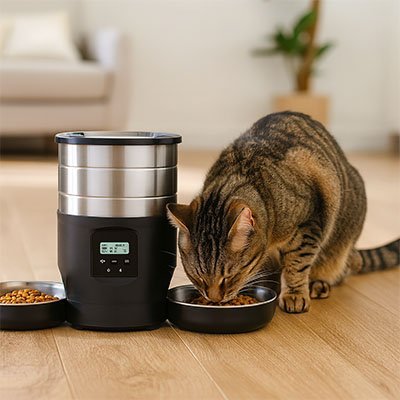 Distributeur de croquettes pour chat avec bouton WiFi - Mondechat