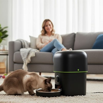 Distributeur automatique de croquettes pour chat programmable avec écran LCD
