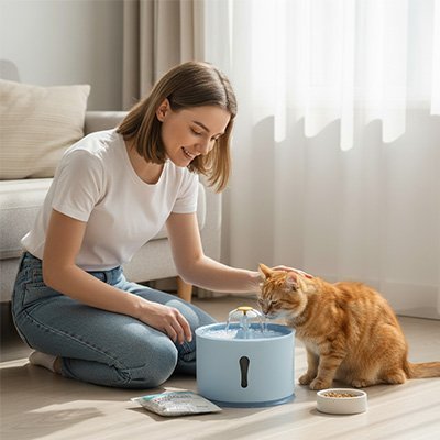 Fontaine à eau Chat | Aqua Fraîche + 6 Filtres Inclus - Mondechat