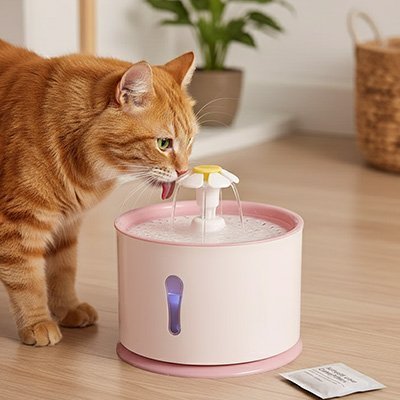 Fontaine à eau Chat | Aqua Fraîche + 6 Filtres Inclus - Mondechat