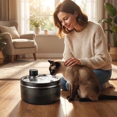 Fontaine à eau chat sans fil | Hydratation Autonome - Mondechat