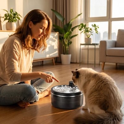 Fontaine à eau chat sans fil | Hydratation Autonome - Mondechat