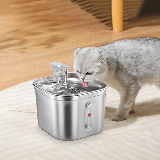 Fontaine a eau chat | Silencieuse Filtrante Argent - Mondechat
