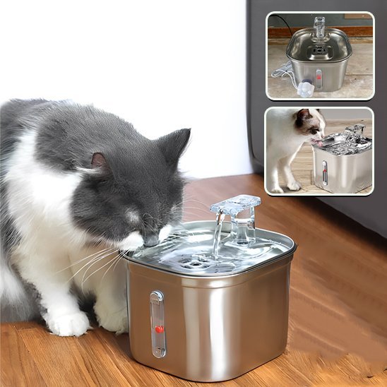 Fontaine a eau chat | Silencieuse Filtrante Argent - Mondechat
