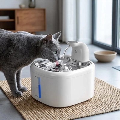 Fontaine a eau Chat | Silencieuse Filtrante Blanche + 4 filtres - Mondechat