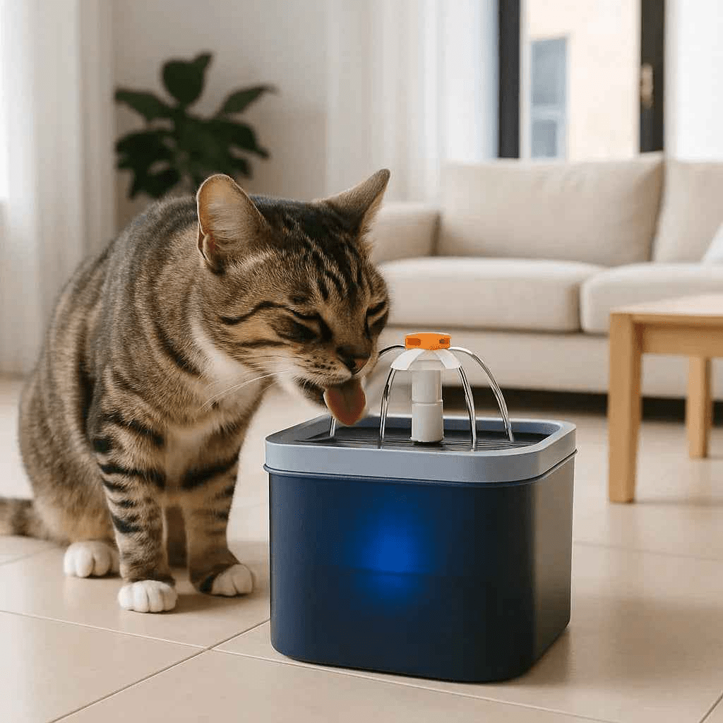 Fontaine à eau pour chat SilentPure - Hydratation Silencieuse et Pratique + 4 Filtres Inclus - Mondechat