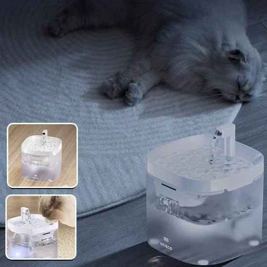 Fontaine à eau silencieuse pour chat - Bien-être et hydratation optimaux + Kit Filtration 9 Filtres Inclus - Mondechat