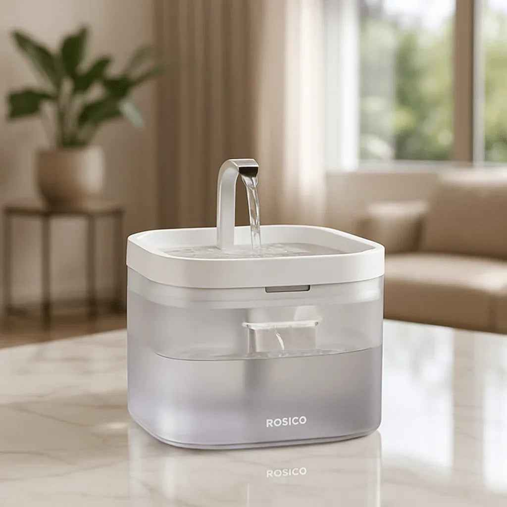 Fontaine à eau silencieuse pour chat - Bien-être et hydratation optimaux + Kit Filtration 9 Filtres Inclus - Mondechat